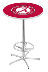 L216 Chrome Alabama Crimson Tide Script A Pub Table
