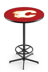 L216 Black Wrinkle Calgary Flames Pub Table
