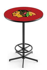 L216 Black Wrinkle Chicago Blackhawks Pub Table