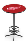 L216 Black Wrinkle Detroit Red Wings Pub Table