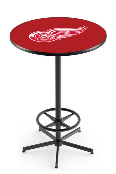 L216 Black Wrinkle Detroit Red Wings Pub Table