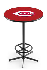 MLB's Cincinnati Reds L216 Black Wrinkle Pub Table from Holland Bar Stool Co.