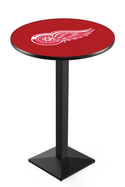 L217 Black Wrinkle Detroit Red Wings Pub Table