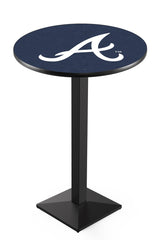 MLB's Atlanta Braves L217 Black Wrinkle MLB Pub Table from Holland Bar Stool Co.