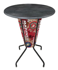 L218 United States Marine Corps Lighted Pub Table | LED United States Military Marine Corps Outdoor Pub Table