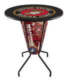 L218 United States Marine Corps Lighted Pub Table | LED United States Military Marine Corps Indoor Pub Table