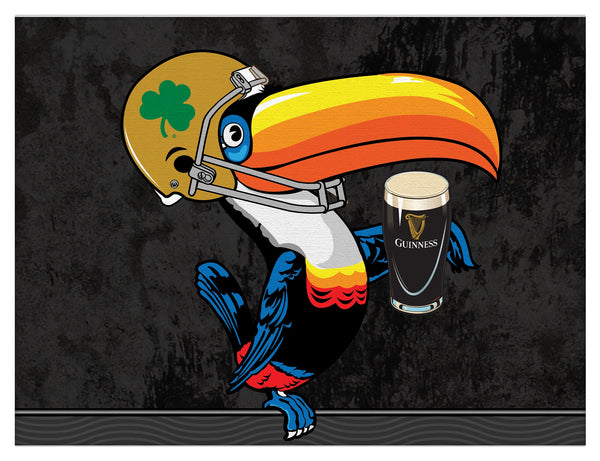 Notre Dame Guinness Beer Toucan Dark Background Wall Decor Canvas