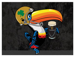Notre Dame Guinness Beer Toucan Dark Background Wall Decor Canvas