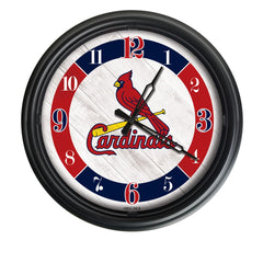 MLB's St Louis Cardinals Logo Outdoor LED Clock From Holland Bar Stool Co. Wall Decor
