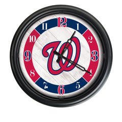 MLB's Washington Nationals Logo Outdoor LED Clock From Holland Bar Stool Co. Wall Decor 