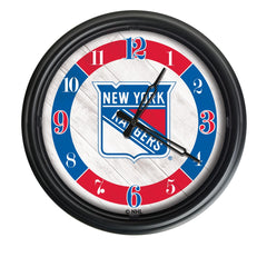 New York Rangers Logo Indoor/Outdoor Logo LED Clock from Holland Bar Stool Co Home Sports Decor for gifts