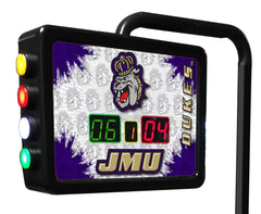 James Madison University Dukes Logo Electronic Shuffleboard Table Scoring Unit Close Up