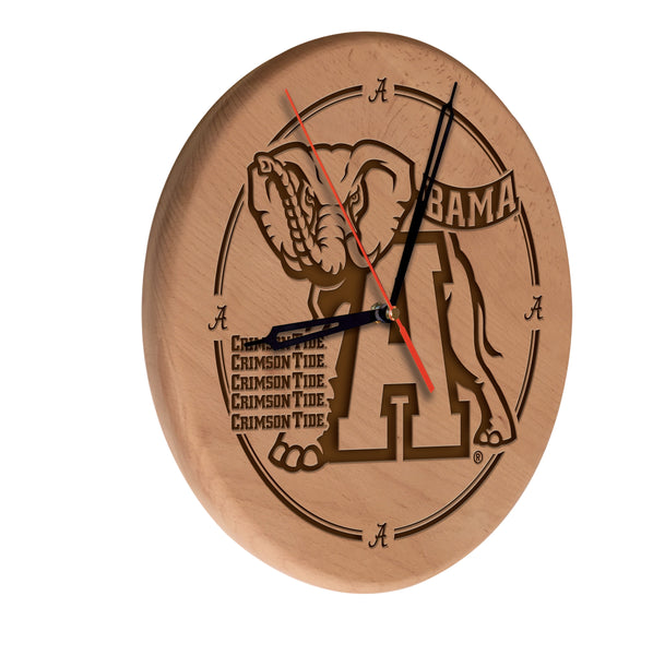 Alabama Crimson Tide Laser Engraved Wood Clock