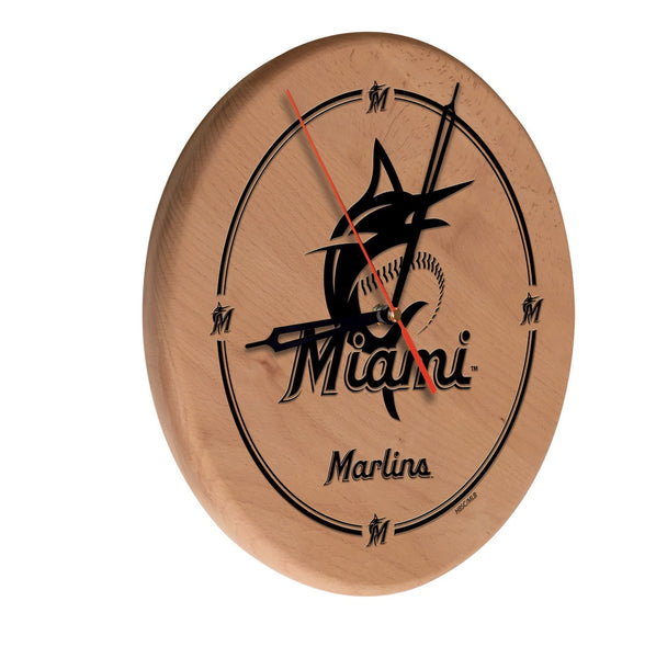 Miami Marlins Engraved Wood Clock | MLB Wood Clock