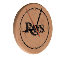 MLB's Tampa Bay Rays Laser Engraved Logo Wall Clock from Holland Bar Stool Co.