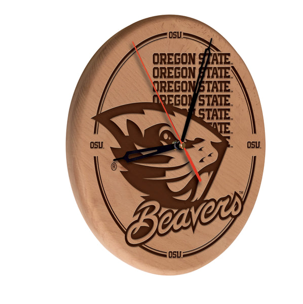 Oregon State Beavers Engraved Wood Clock