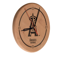 MLB's Los Angeles Angels Laser Engraved Wood Clock from Holland Bar Stool Co, Home Decor