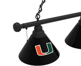 Miami Billiard Light | UM Hurricanes 3 Shade Pool Table Light