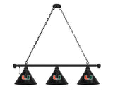 Miami Billiard Light | UM Hurricanes 3 Shade Pool Table Light