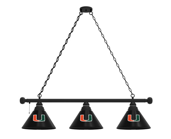 Miami Billiard Light | UM Hurricanes 3 Shade Pool Table Light