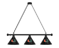 University of Miami Hurricanes Logo 3 Shade Billiard Table Light