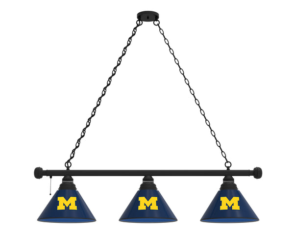 Michigan Billiard Light | UM Wolverines 3 Shade Pool Table Light