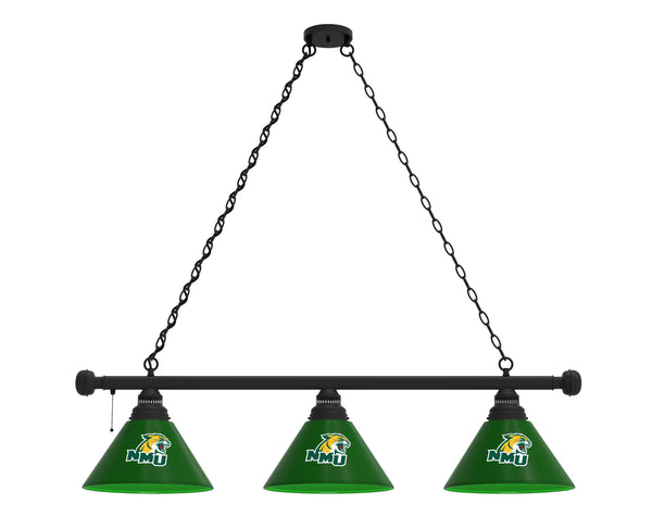 Northern Michigan Billiard Lamp | NMU Wildcats 3 Shade Pool Table Light