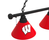 Wisconsin Billiard Lamp | UW W Block 3 Shade Pool Table Light