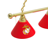 Traditional Red and Yellow US Marine Corps Billiard Lamp | Marines 3 Shade Pool Table Light
