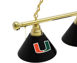 Miami Billiard Light | UM Hurricanes 3 Shade Pool Table Light