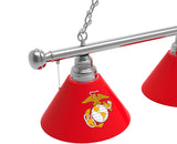 Traditional Red and Yellow US Marine Corps Billiard Lamp | Marines 3 Shade Pool Table Light