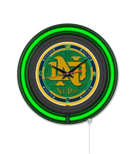 Notre Dame (Vintage) Black Case Neon Clock