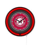 Alabama Crimson Roll Tide Script A Black Case Neon Clock