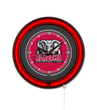 Alabama Crimson Roll Tide Elephant Black Case Neon Clock