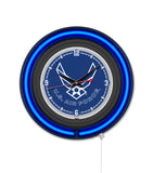 United States Air Force Black Case Neon Clock