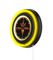 Arizona State University (Pitchfork) Black Case Neon Clock