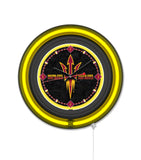 Arizona State University (Pitchfork) Black Case Neon Clock