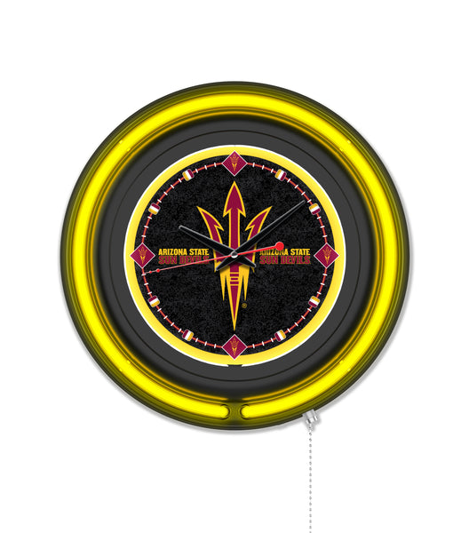 Arizona State University (Pitchfork) Black Case Neon Clock