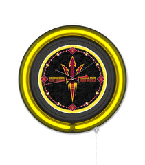 15" Arizona State University (Pitchfork) Black Case Neon Clock