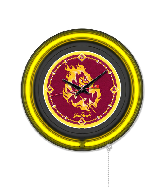 Arizona State University (Sparky) Black Case Neon Clock