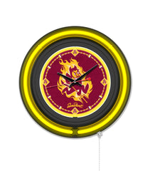 Arizona State University (Sparky) Black Case Neon Clock