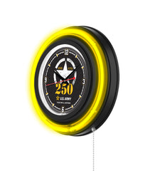 United States Army 250th Anniversary Black Case Neon Clock