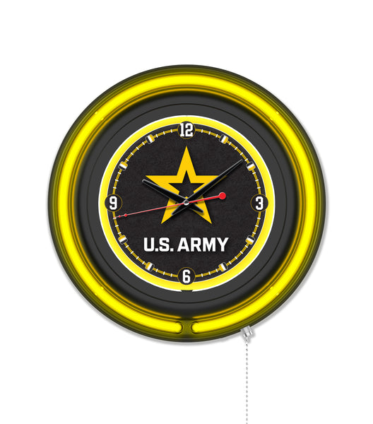 United States Army Black Case Neon Clock