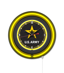 United States Army Black Case Neon Clock