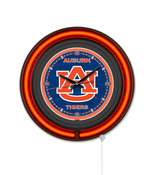 Auburn University Black Case Neon Clock