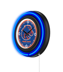 Boise State University Black Case Neon Clock