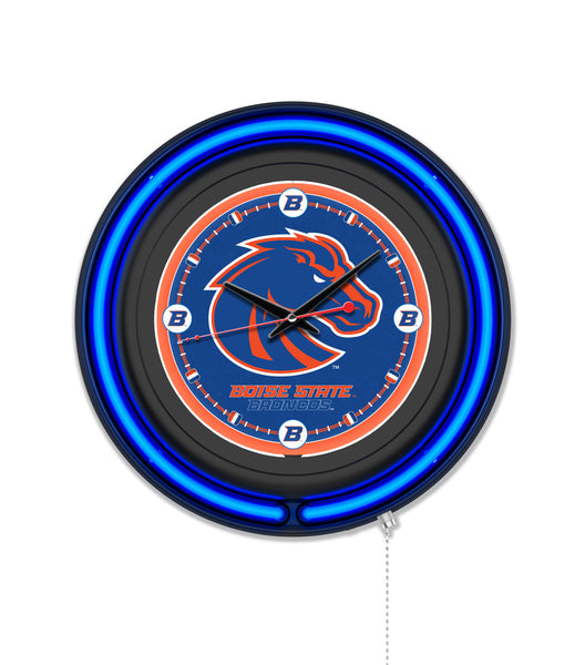 Boise State University Black Case Neon Clock