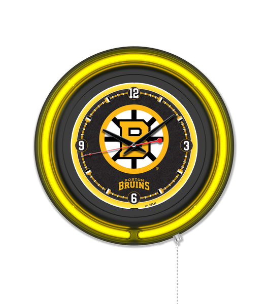 Boston Bruins Black Case Neon Clock