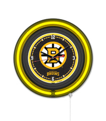 Boston Bruins Black Case Neon Clock