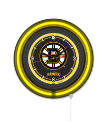 Boston Bruins Black Case Neon Clock